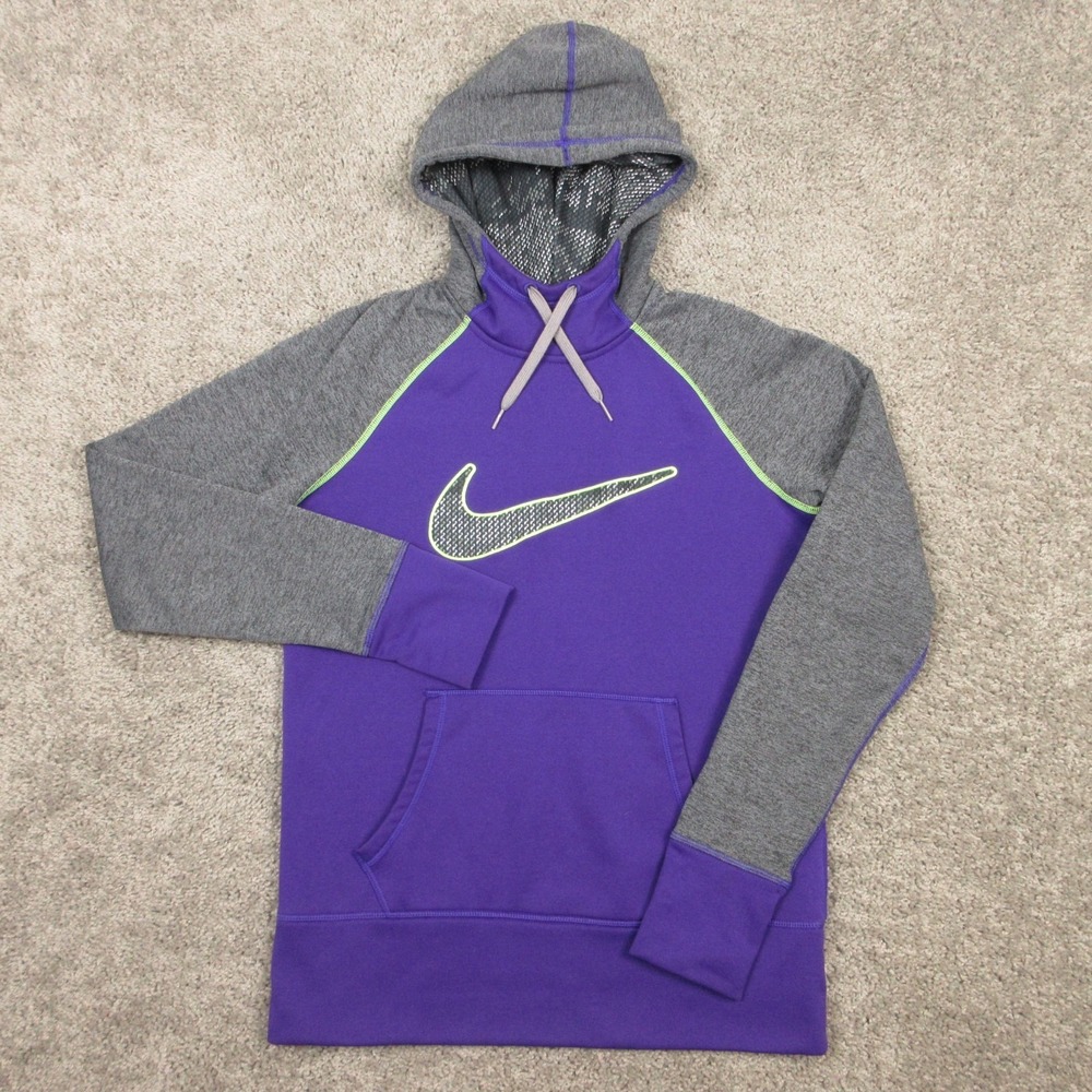Nike Sweater Womens Medium Purple Thermafit Fleece Pullover Hoodie Sweatshirt